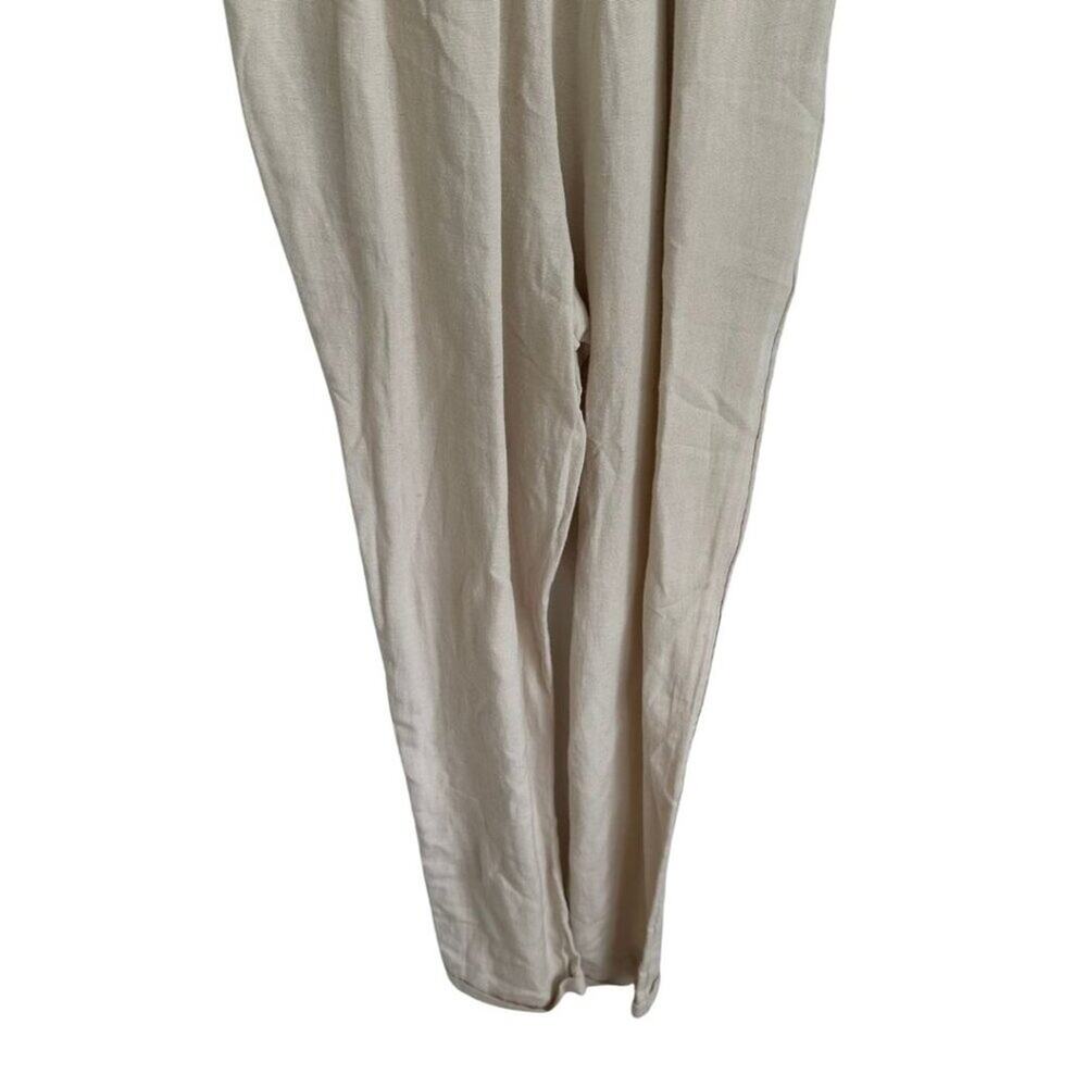 Jessica Simpson Short Sleeve Linen Jumpsuit Beige Small - Picture 9 of 9